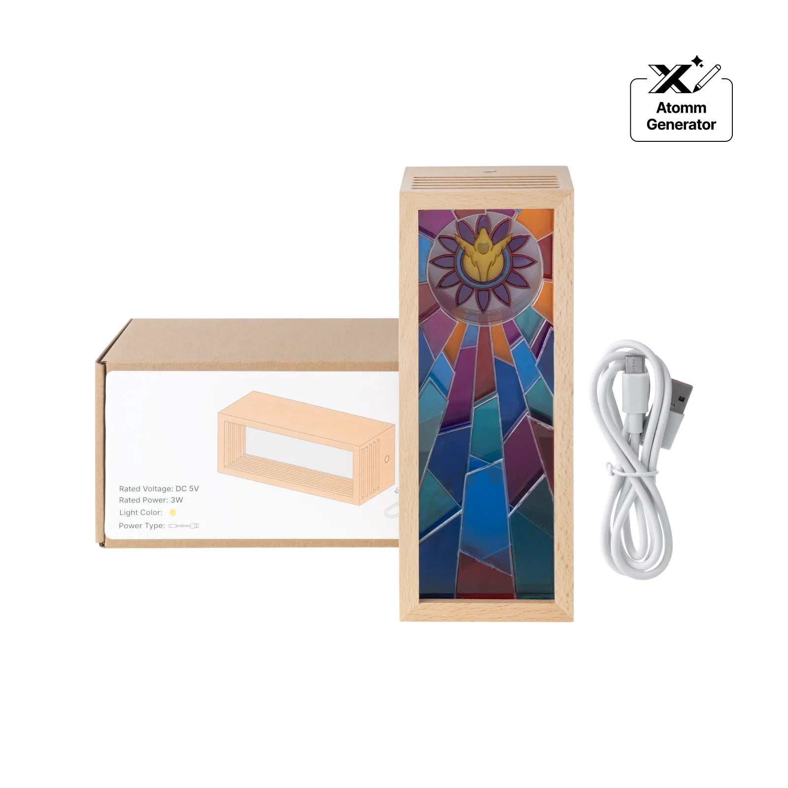 Rectangular beech wood 5 slot led shadow box 01