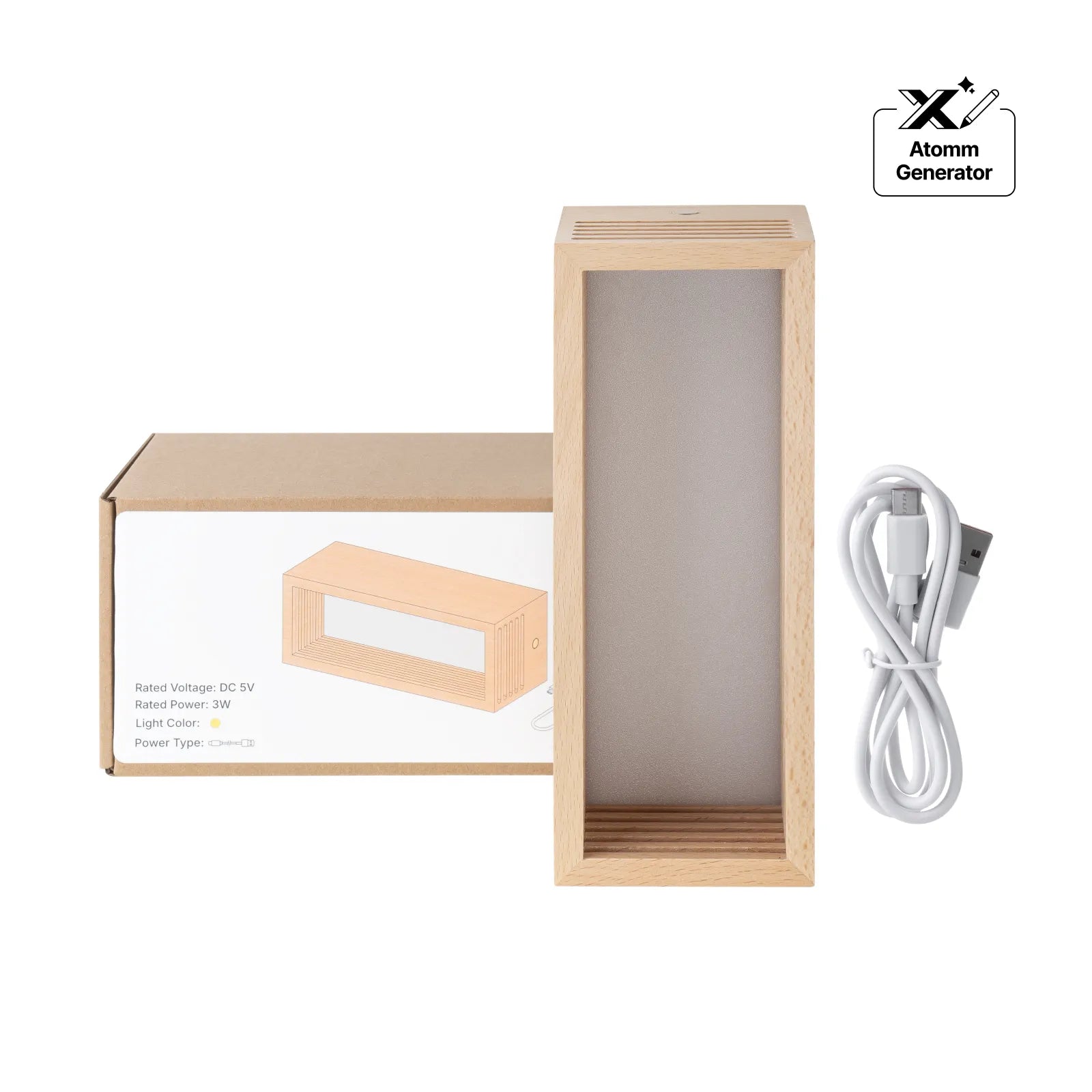Rectangular beech wood 5 slot led shadow box 017