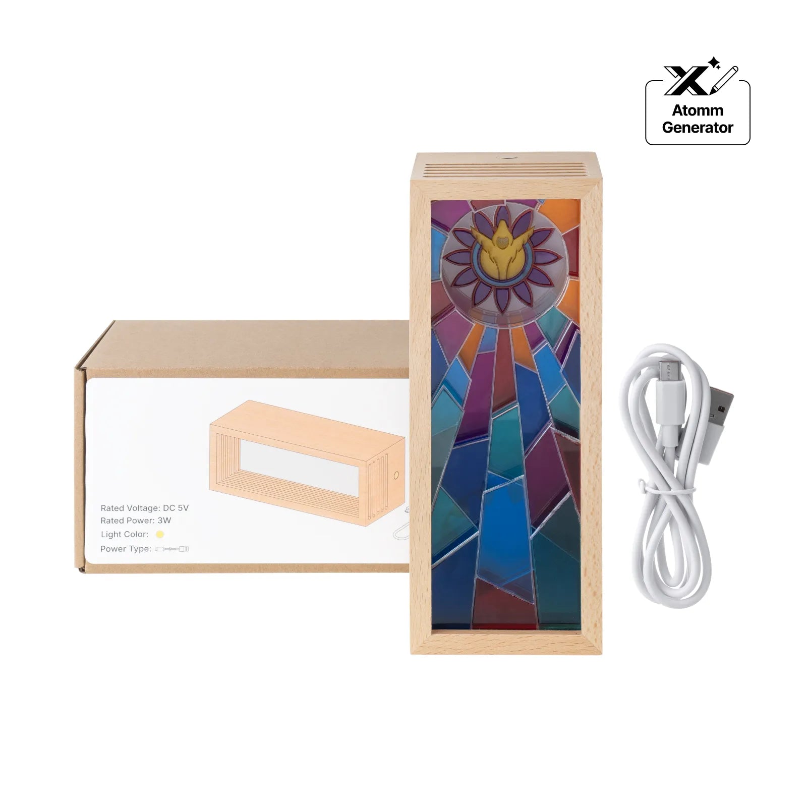 Rectangular beech wood 5 slot led shadow box 07