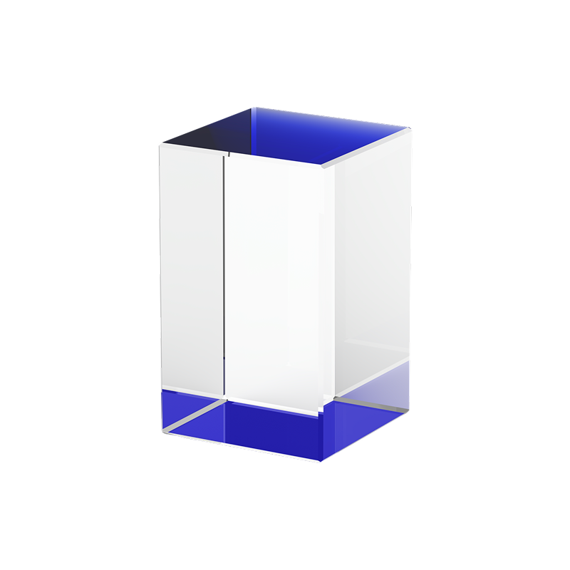 Rectangular k9 crystal with blue base 02 1