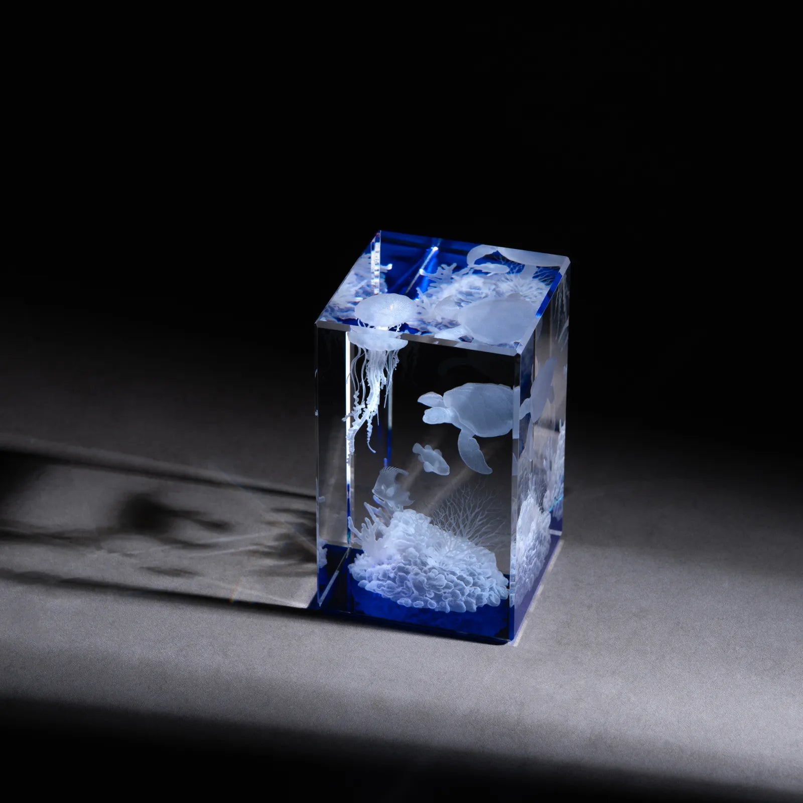 Rectangular k9 crystal with blue base 02 3