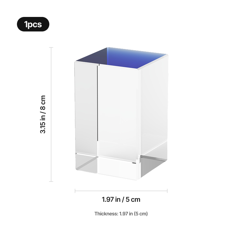 Rectangular k9 crystal with blue base 04