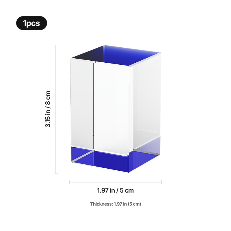 Rectangular k9 crystal with blue base 04 14cc649e 0975 4fe7 8100 5489b4ddfb14