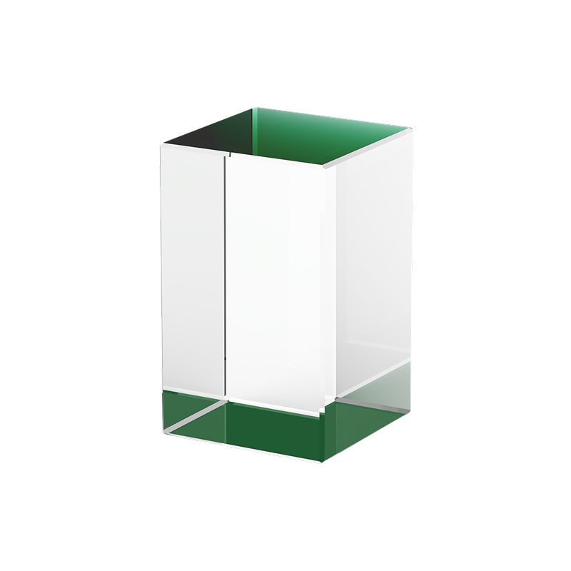 Rectangular k9 crystal with green base 02 1