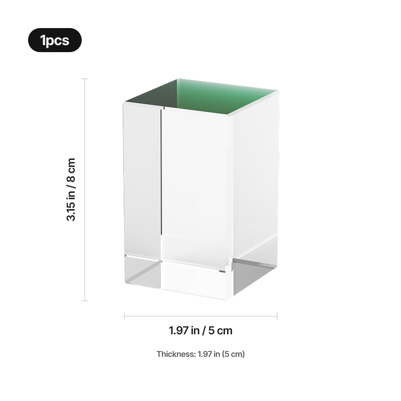 Rectangular k9 crystal with green base 04