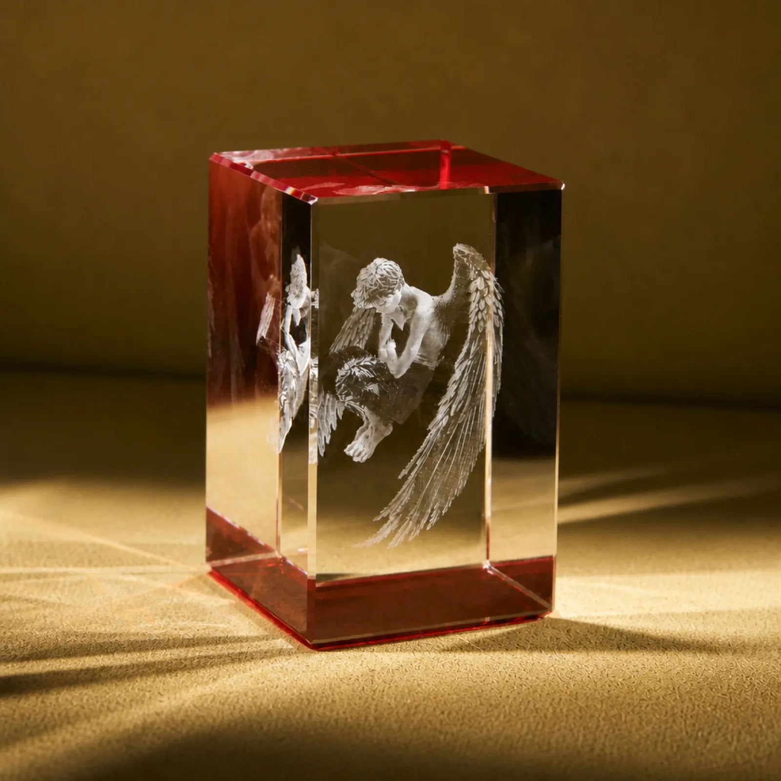 Rectangular k9 crystal with red base 02 3