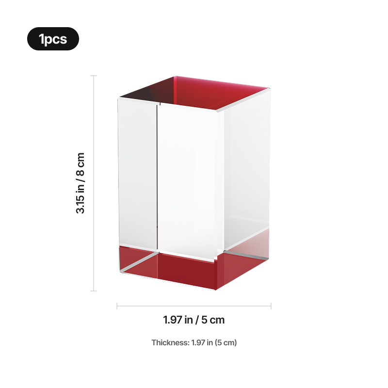 Rectangular k9 crystal with red base 04 261e9740 e7a2 4b86 b3c7 17293de1f1cd