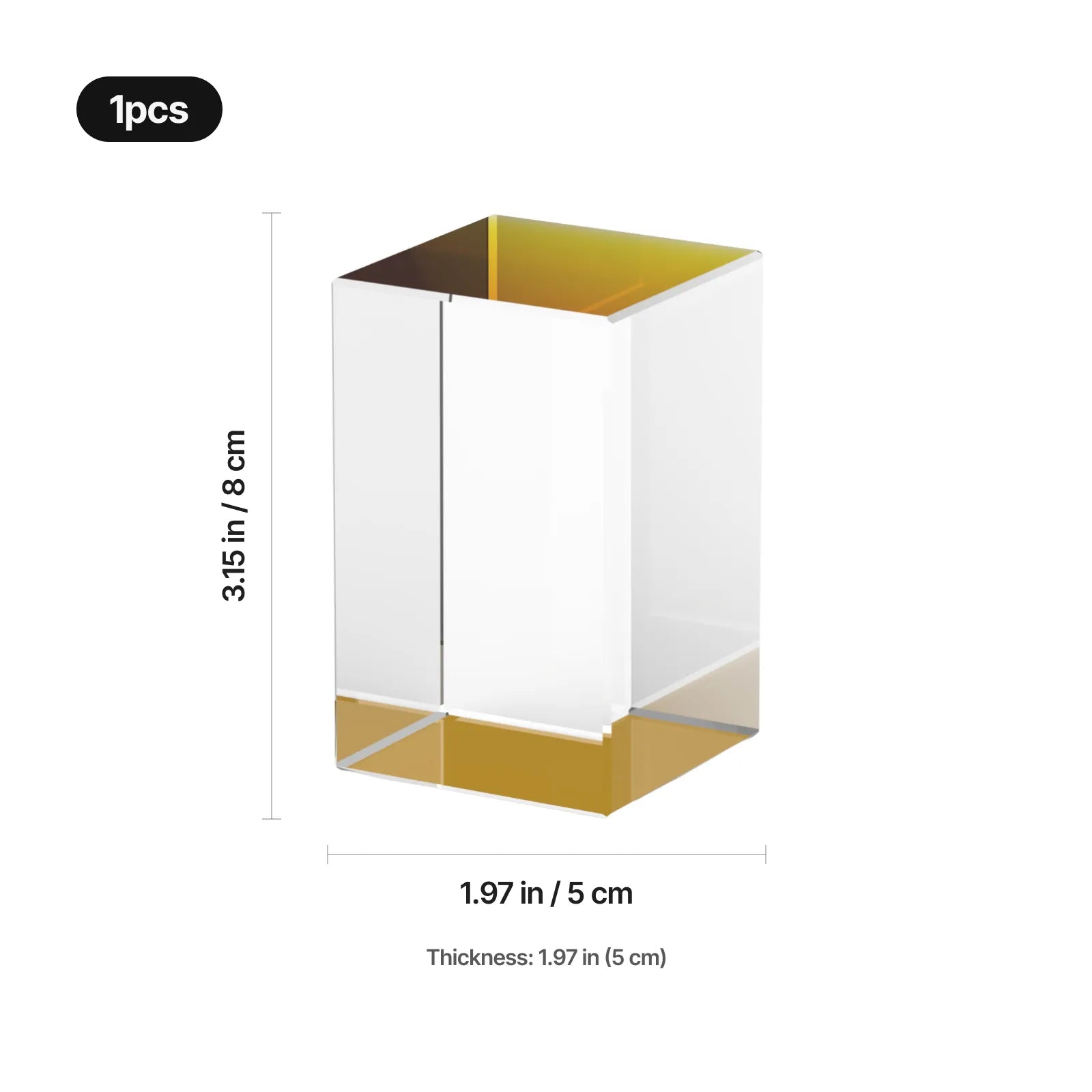 Rectangular k9 crystal with red base 08