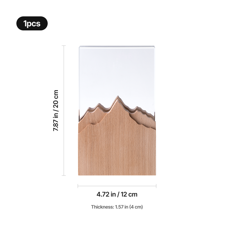 Rectangular ultra clear crystal trophy with mountain shaped beechwood base 03