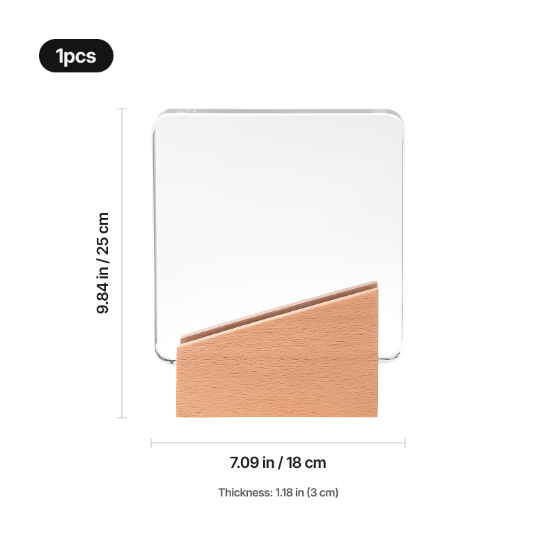 Rectangular ultra clear crystal trophy with trapezoidal beechwood base 04
