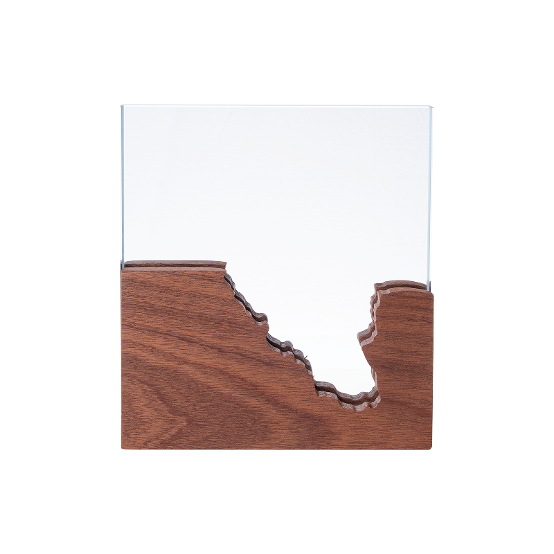 Rectangular ultra clear crystals and black walnut trophy 02