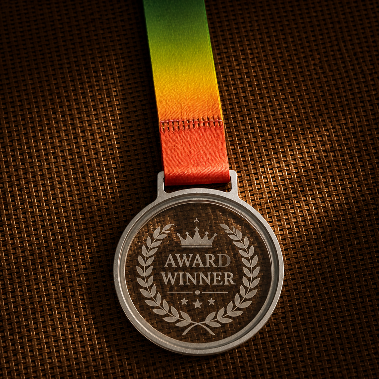 Round ultra clear crystal medal with silver frame 03
