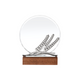 round ultra clear crystal trophy with black walnut base