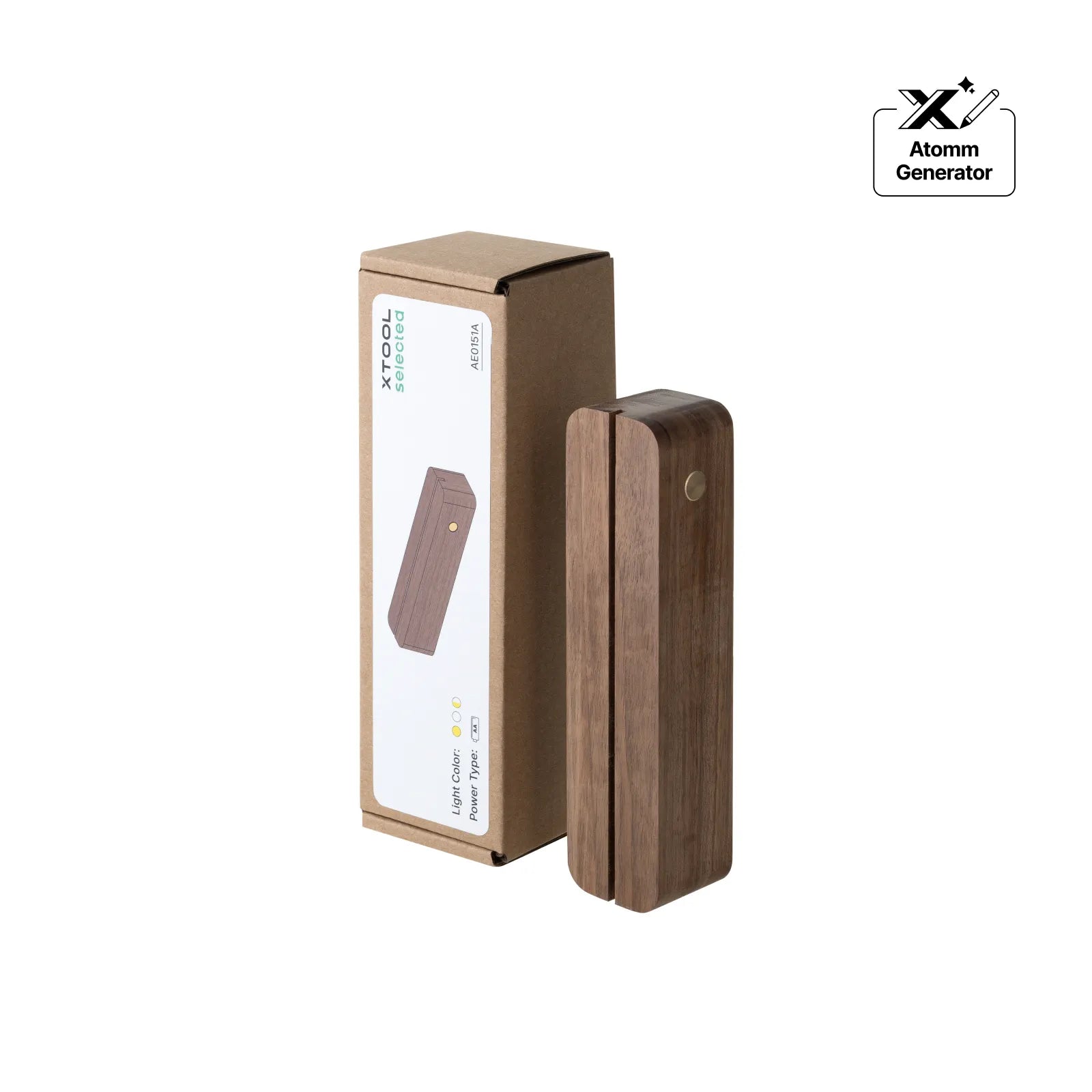 Rounded rectangular walnut wood led light base with open slot 02