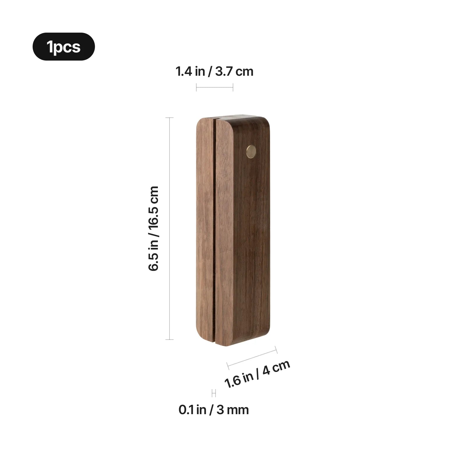 Rounded rectangular walnut wood led light base with open slot 03