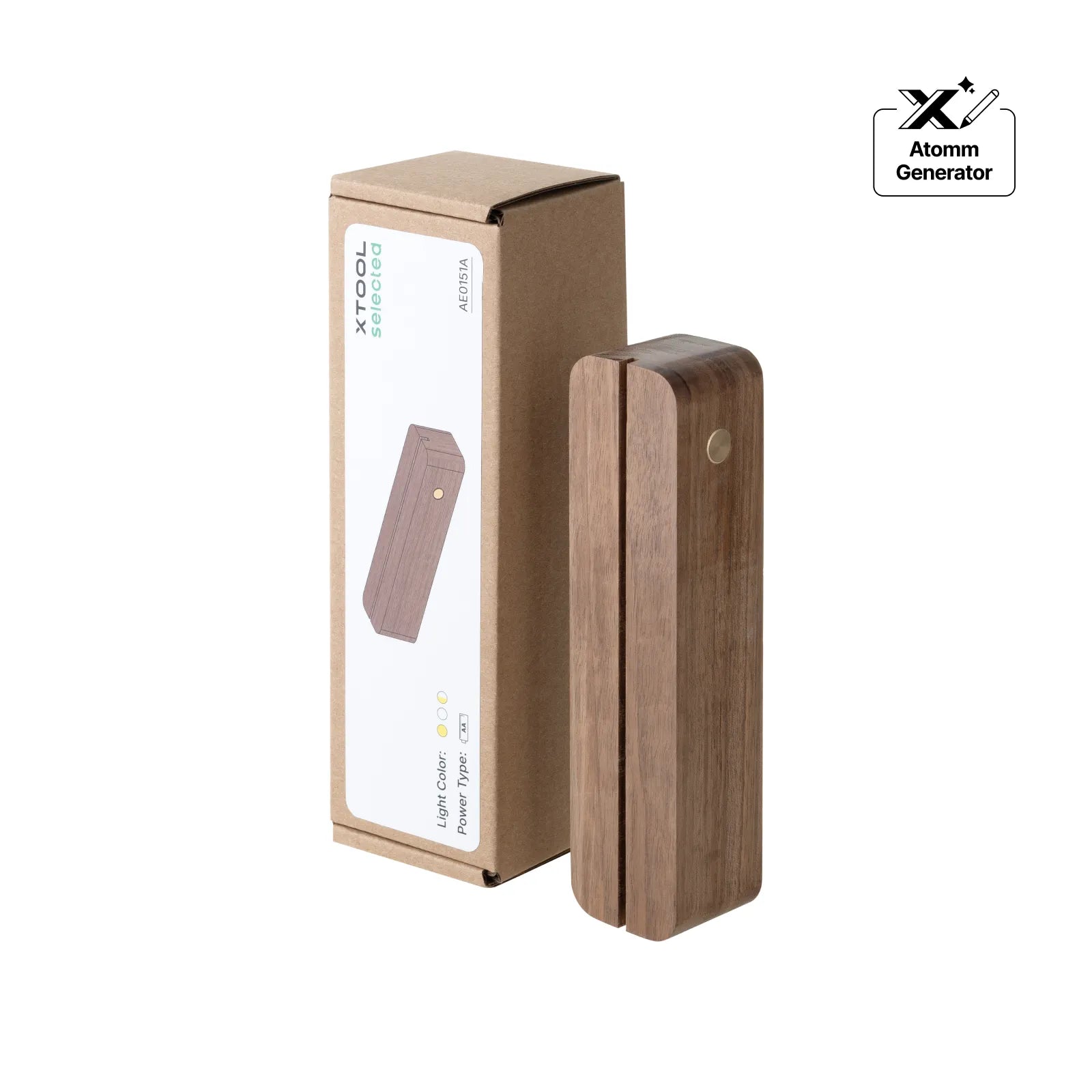 Rounded rectangular walnut wood led light base with open slot 057