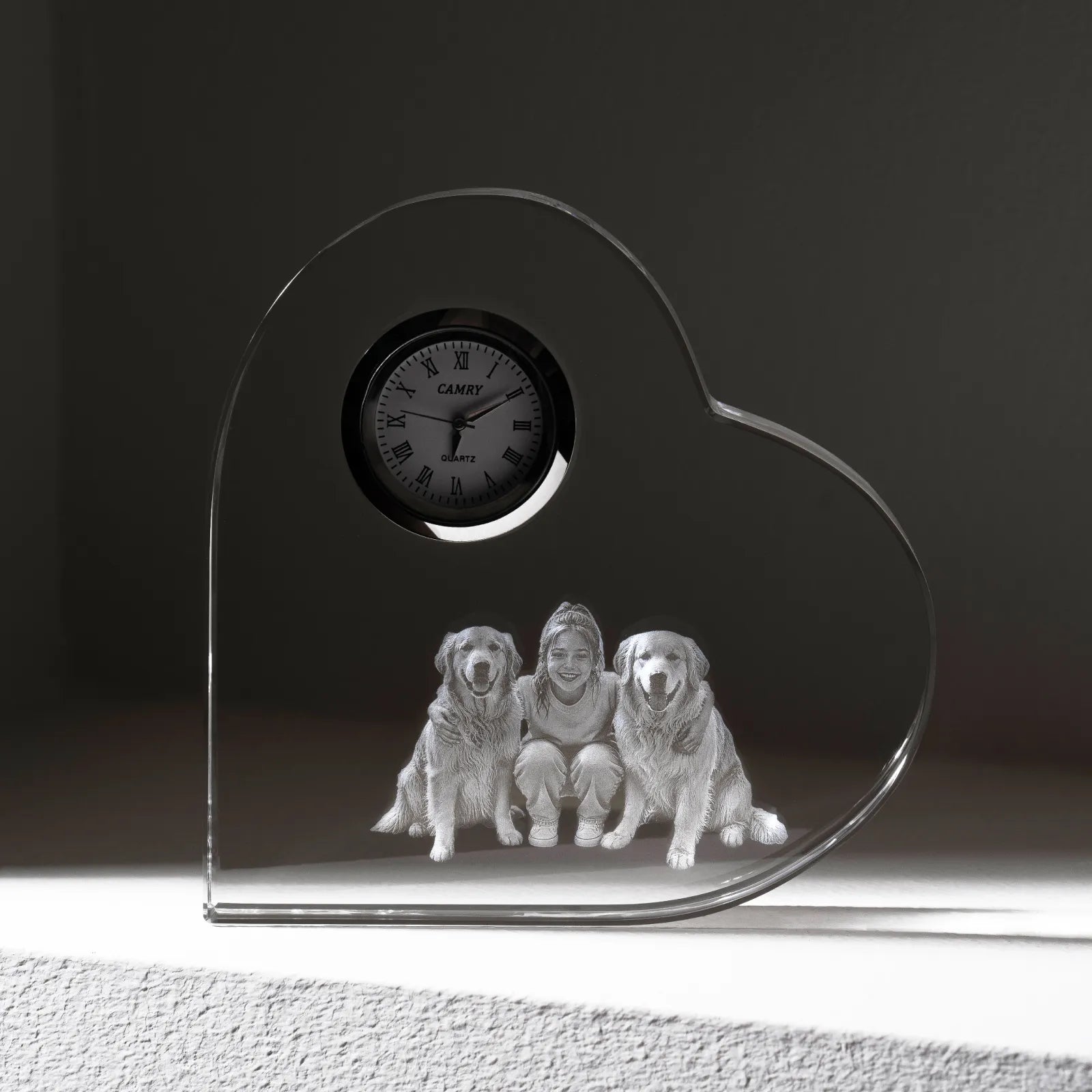 Sideways heart k9 crystal with clock 03