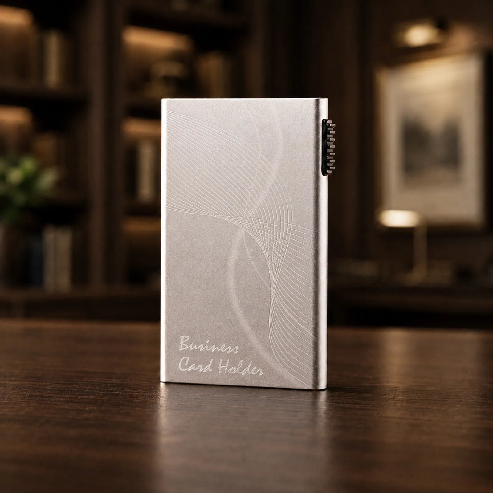 Silver business card holder