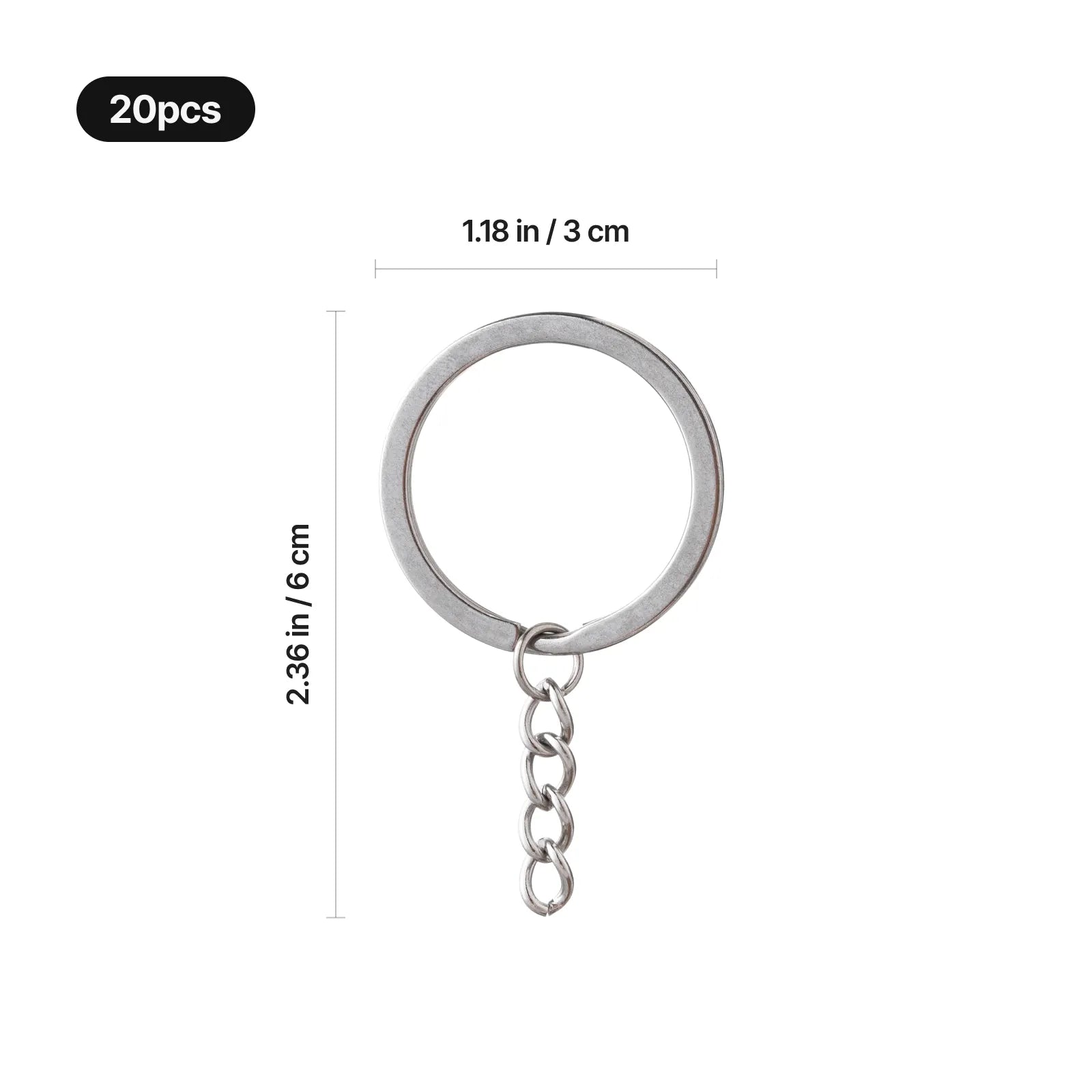 Silver key ring with chain 20pcs 03