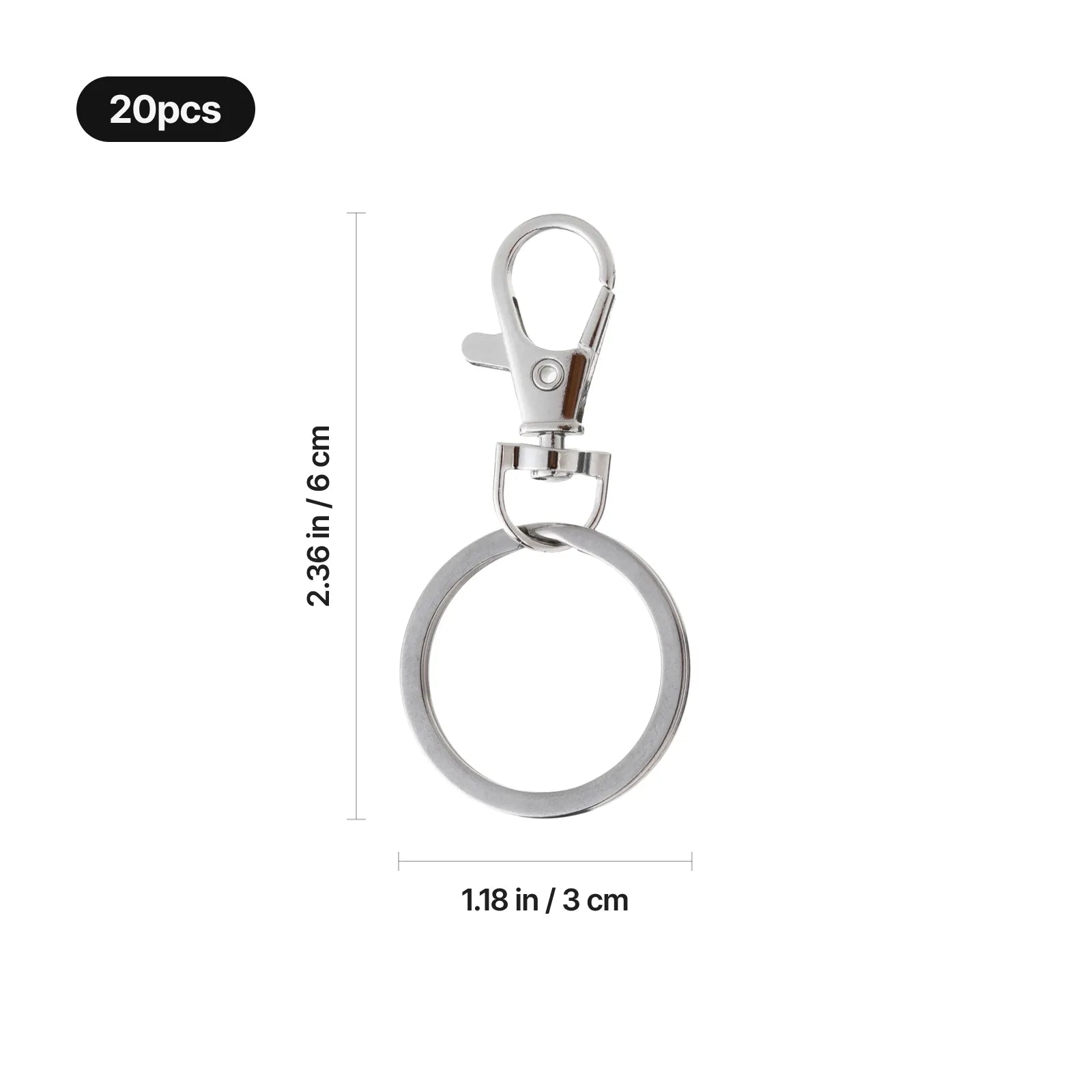 Silver lobster clasp with key ring 20pcs 03