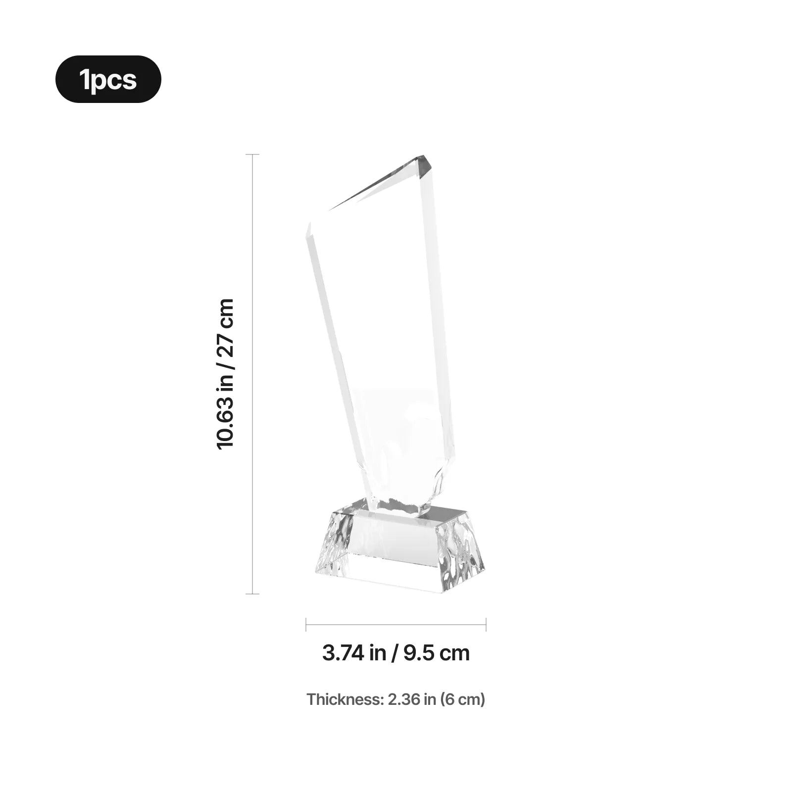 Slanted edge crystal trophy with engraved decoration 03