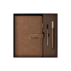Soft touch pu notebook a5 ballpoint pen set brown 01 medium