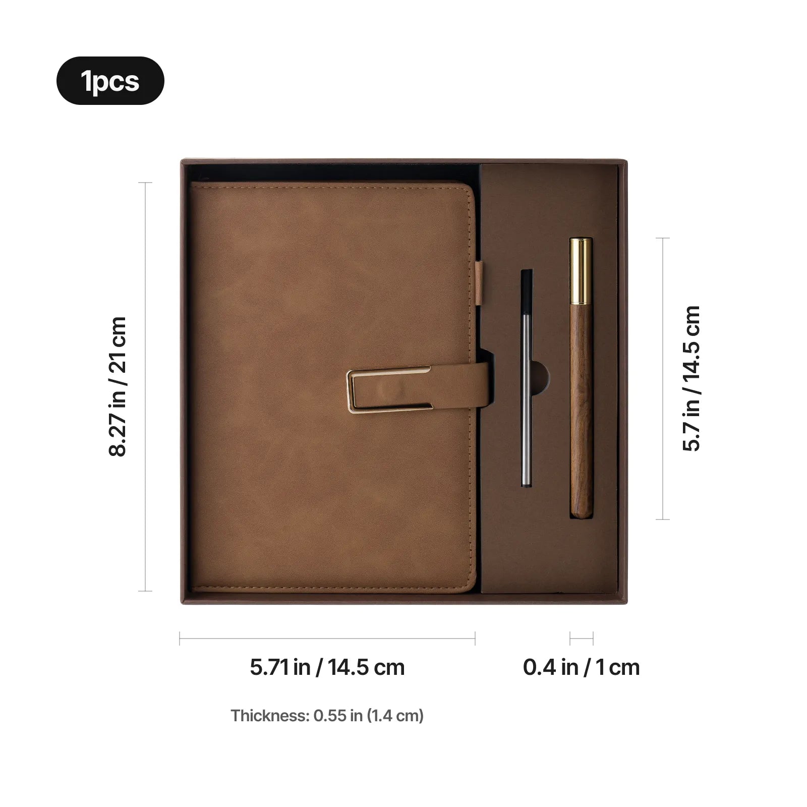 Soft touch pu notebook a5 ballpoint pen set brown 02