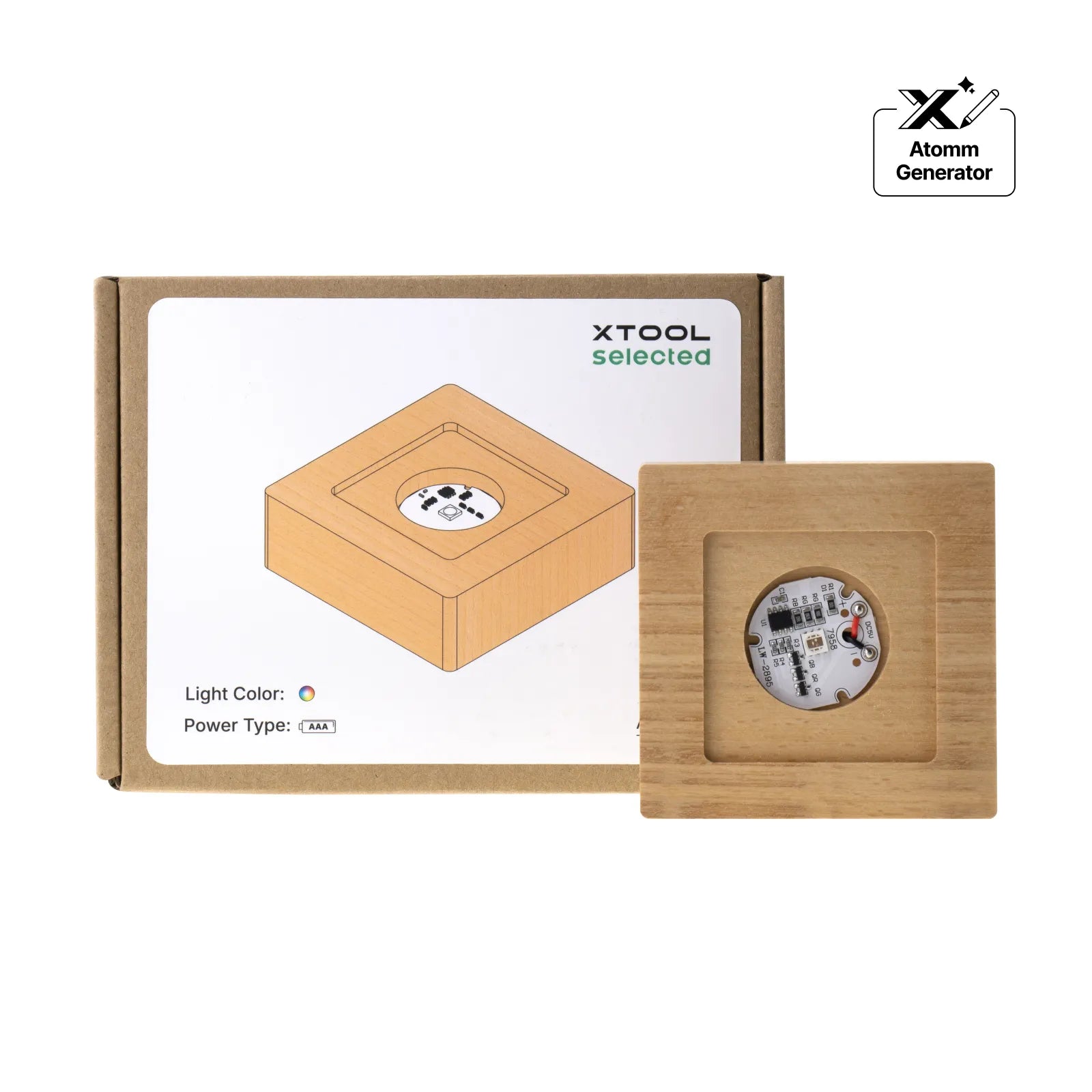 Square beech wood 7 color led light base with groove 02
