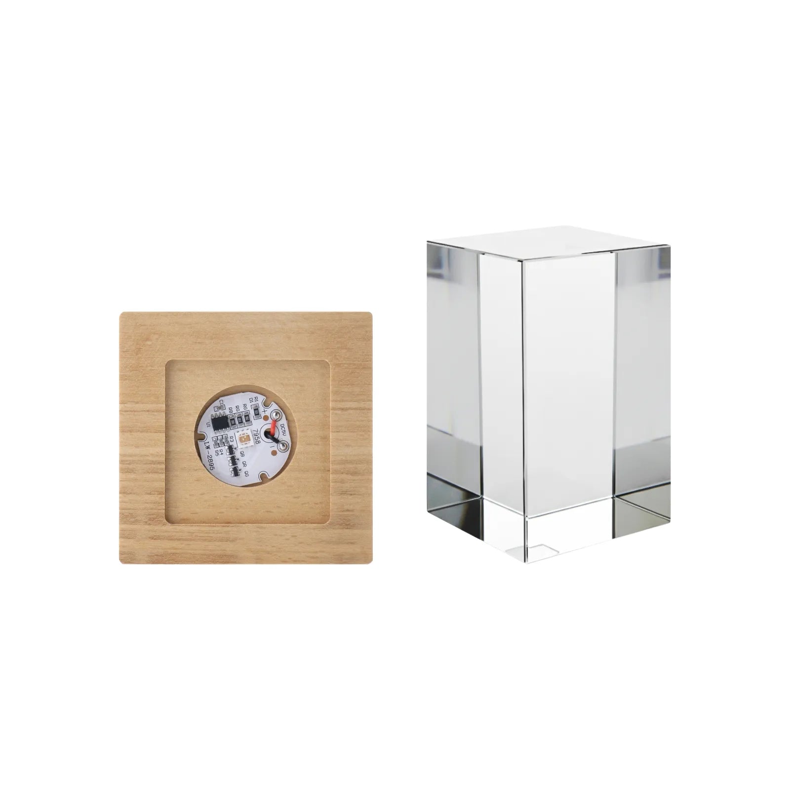 Square beech wood 7 color led light base with groove 04