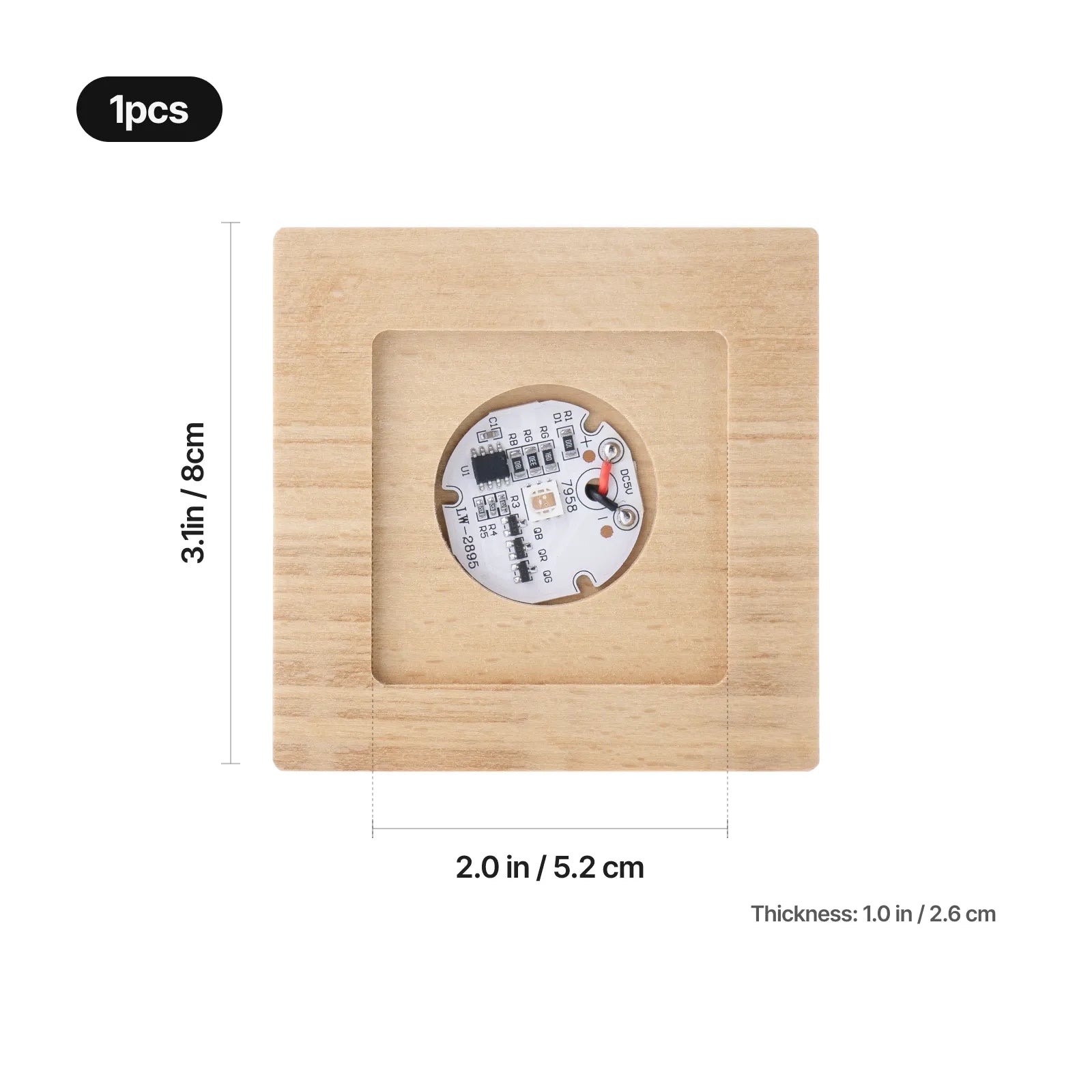 Square beech wood 7 color led light base with groove 06