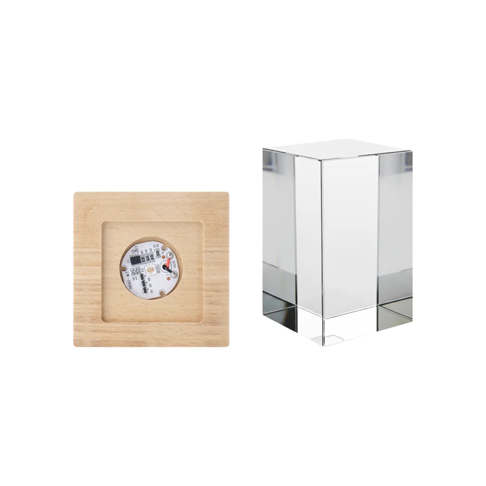 Square beech wood 7 color led light base with groove 08