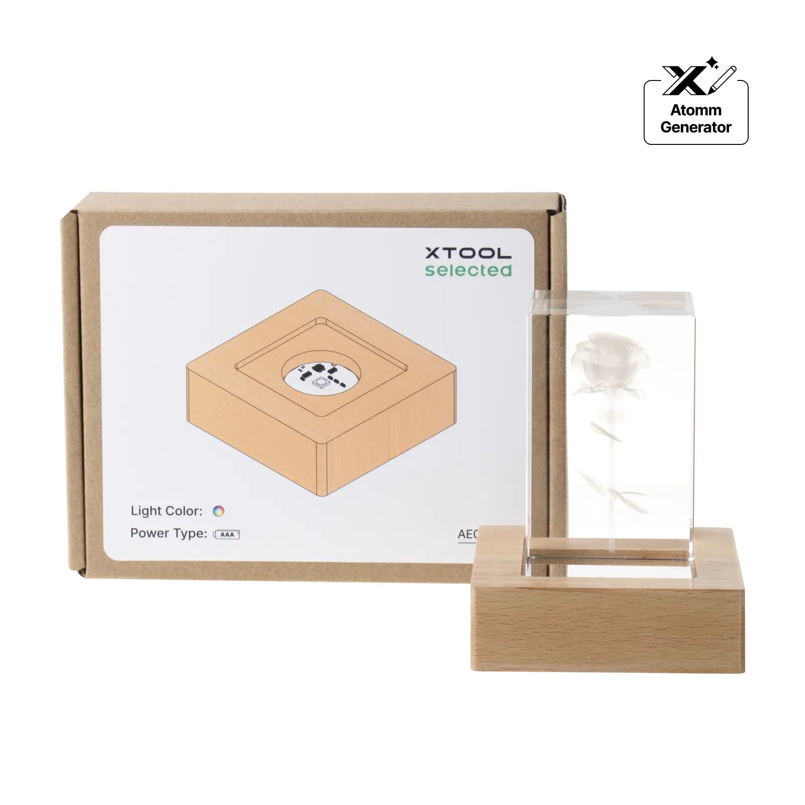 Square beech wood 7 color led light base with groove 09