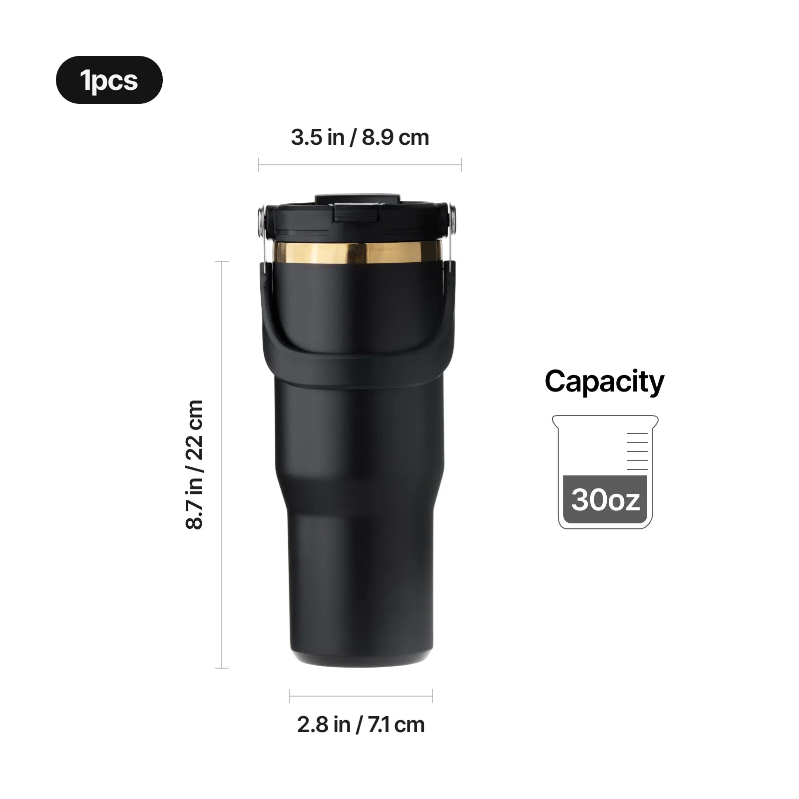 Stainless steel tumbler with handle and straw 30oz 02