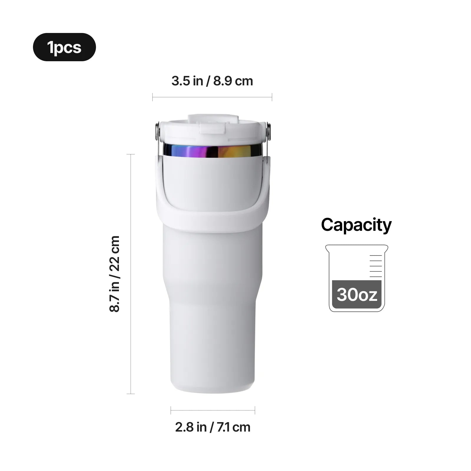 Stainless steel tumbler with handle and straw 30oz 08