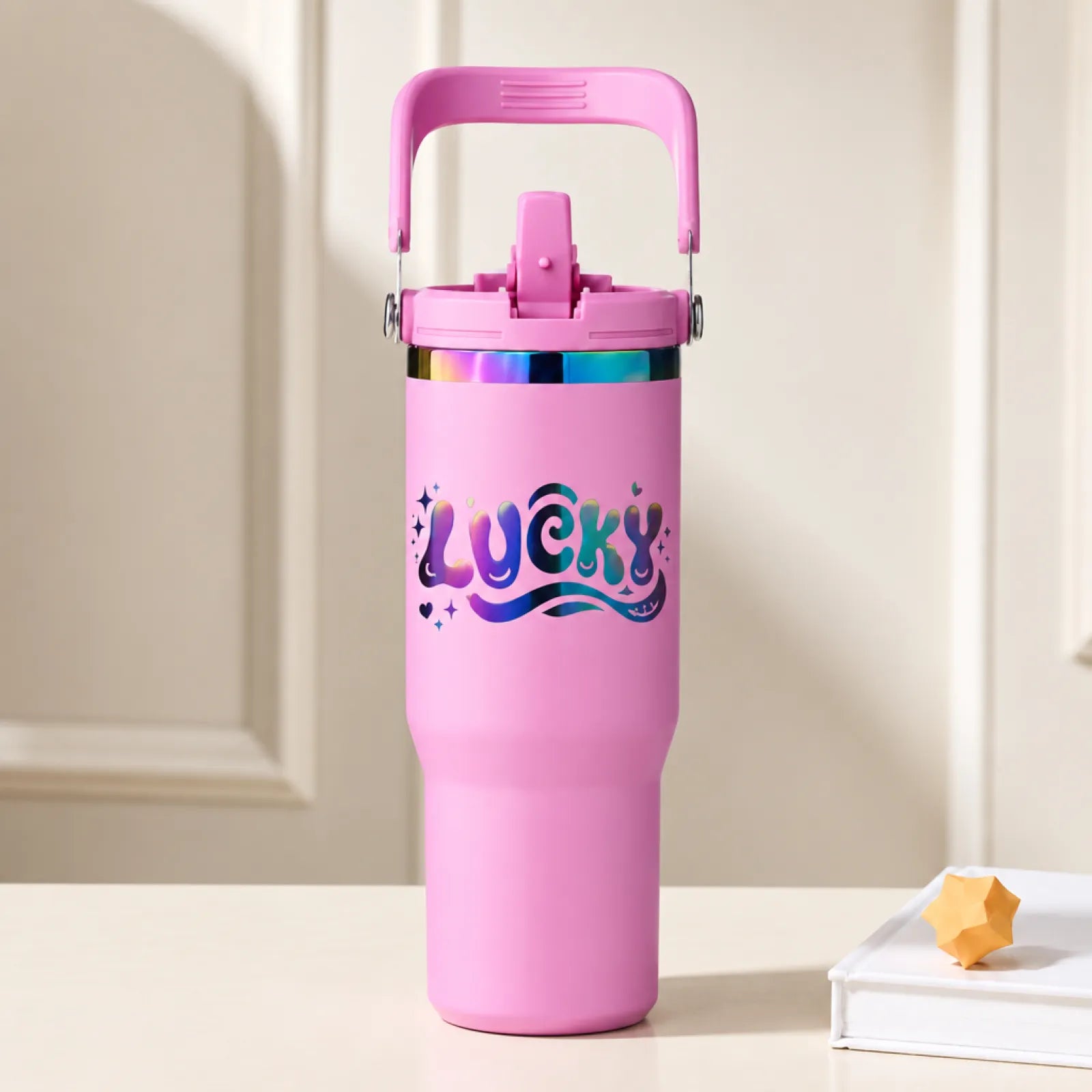 Stainless steel tumbler with handle and straw 30oz 12