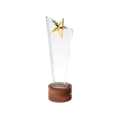 Star topped k5 crystal trophy with black walnut base 01 medium