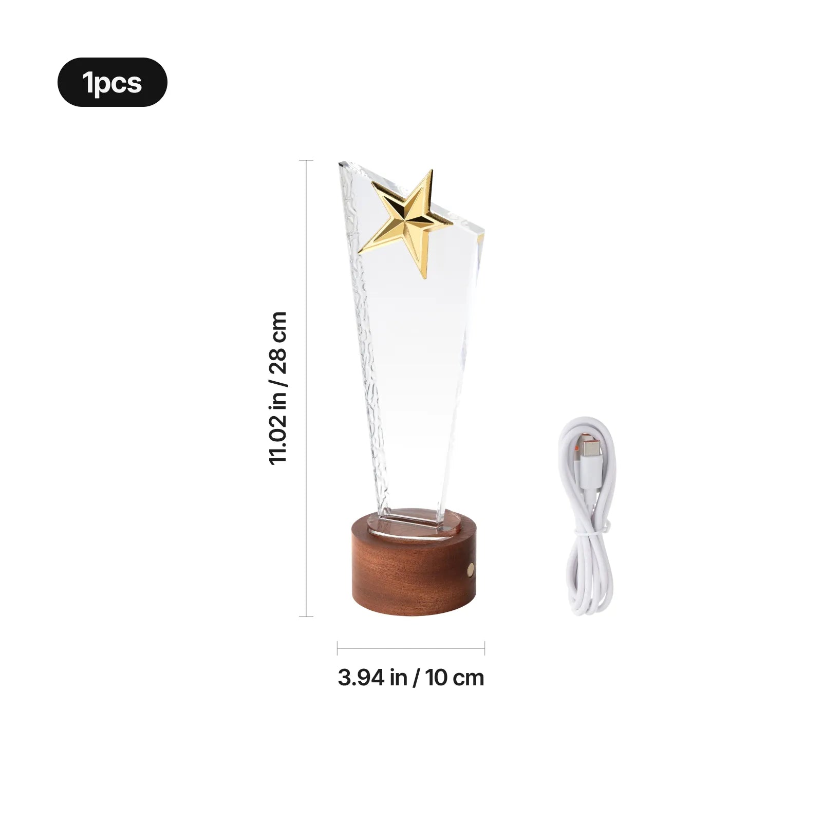 Star topped k5 crystal trophy with black walnut base 03