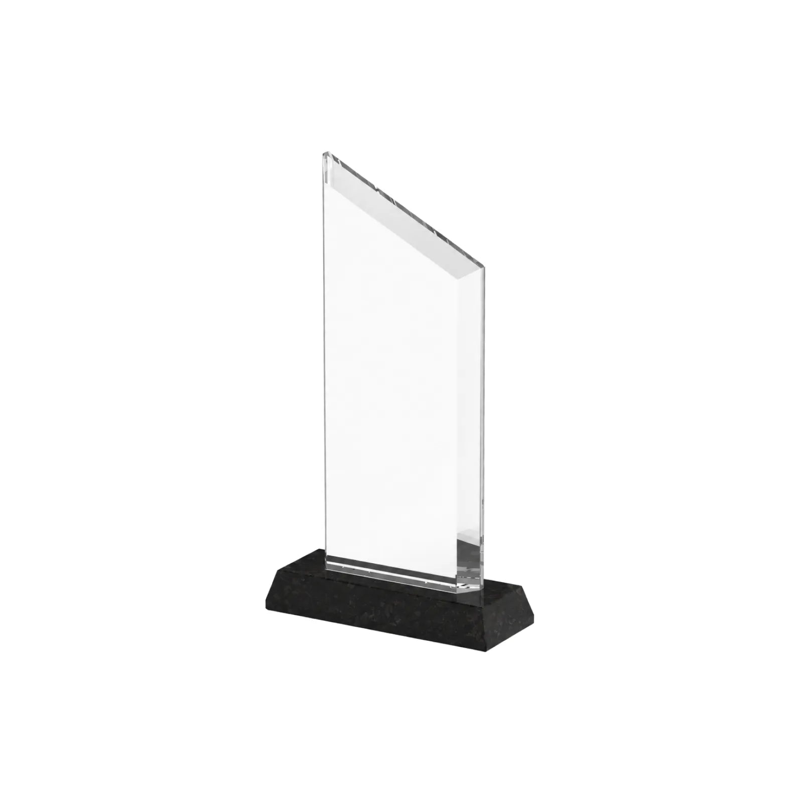 Trapezoidal ultra clear crystal trophy with marble base 01
