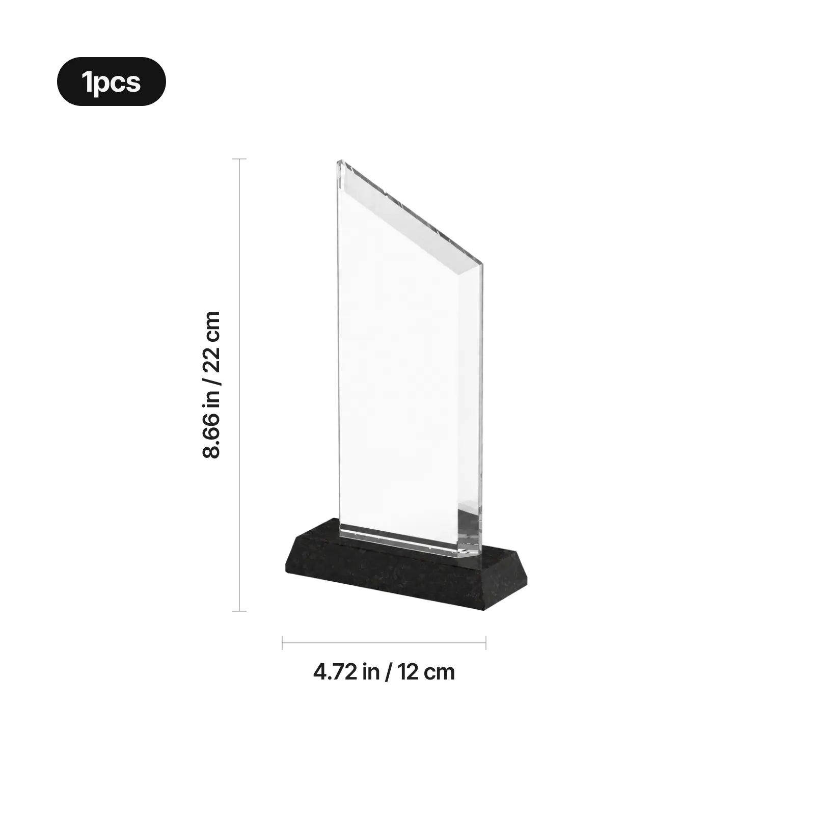 Trapezoidal ultra clear crystal trophy with marble base 04 3524 165