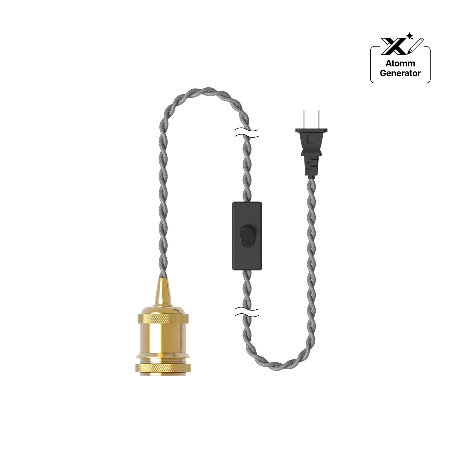 Us standard e26 brass twisted cord pendant light socket 02