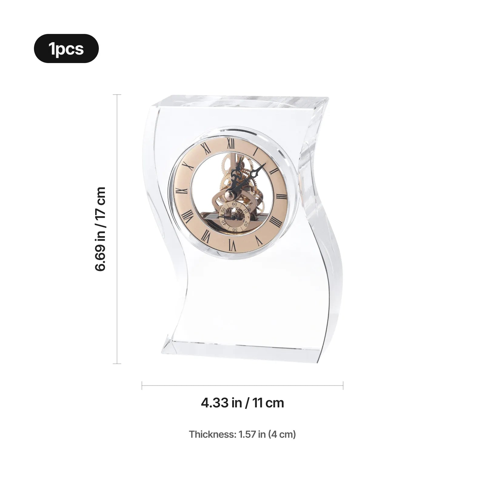 Wavy shaped k9 crystal with clock 02