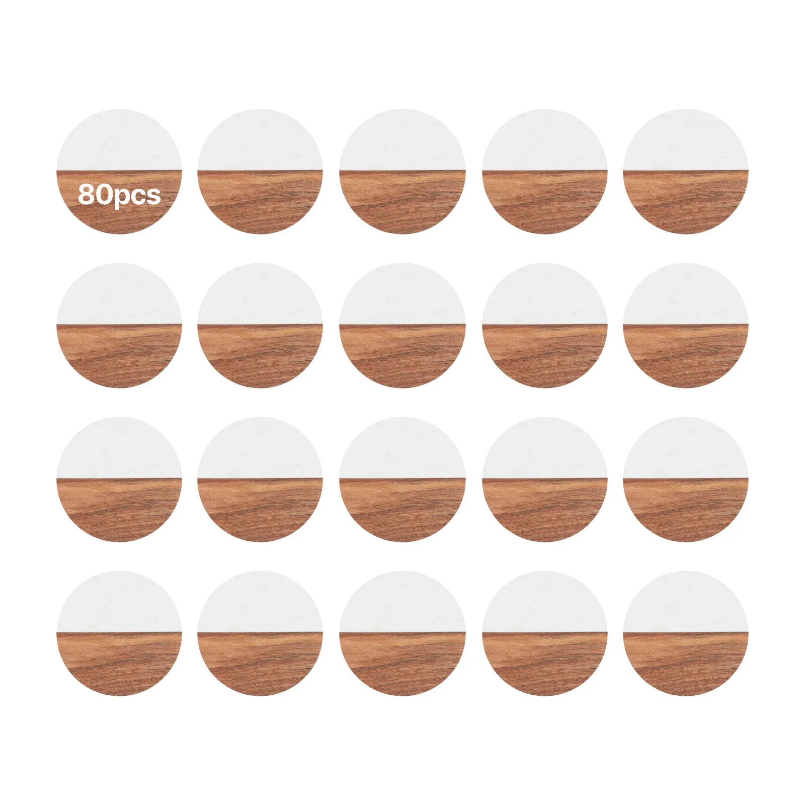 White round marble and wood coasters 01