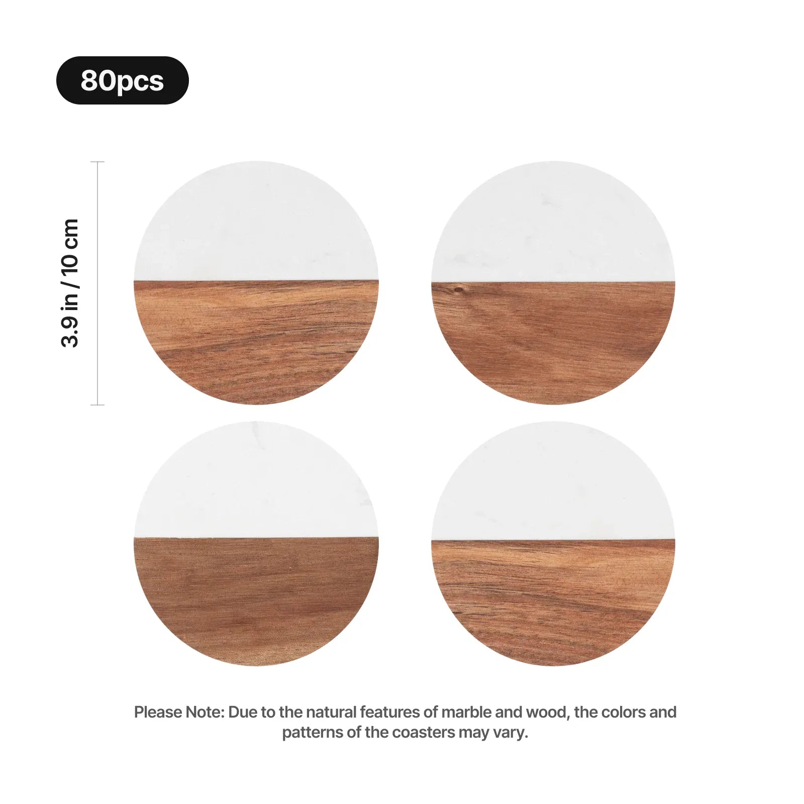 White round marble and wood coasters 02