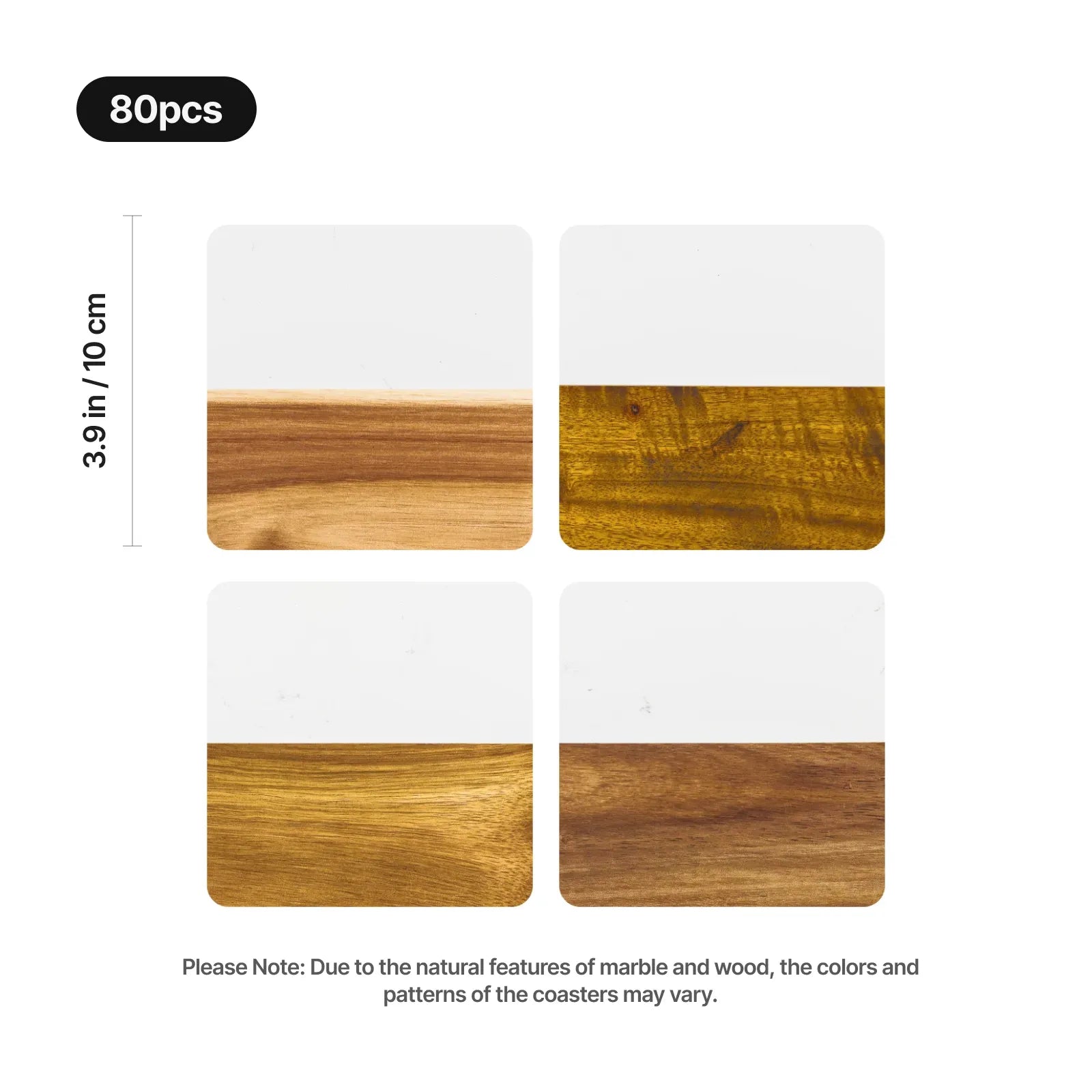 White square marble and wood coasters 02