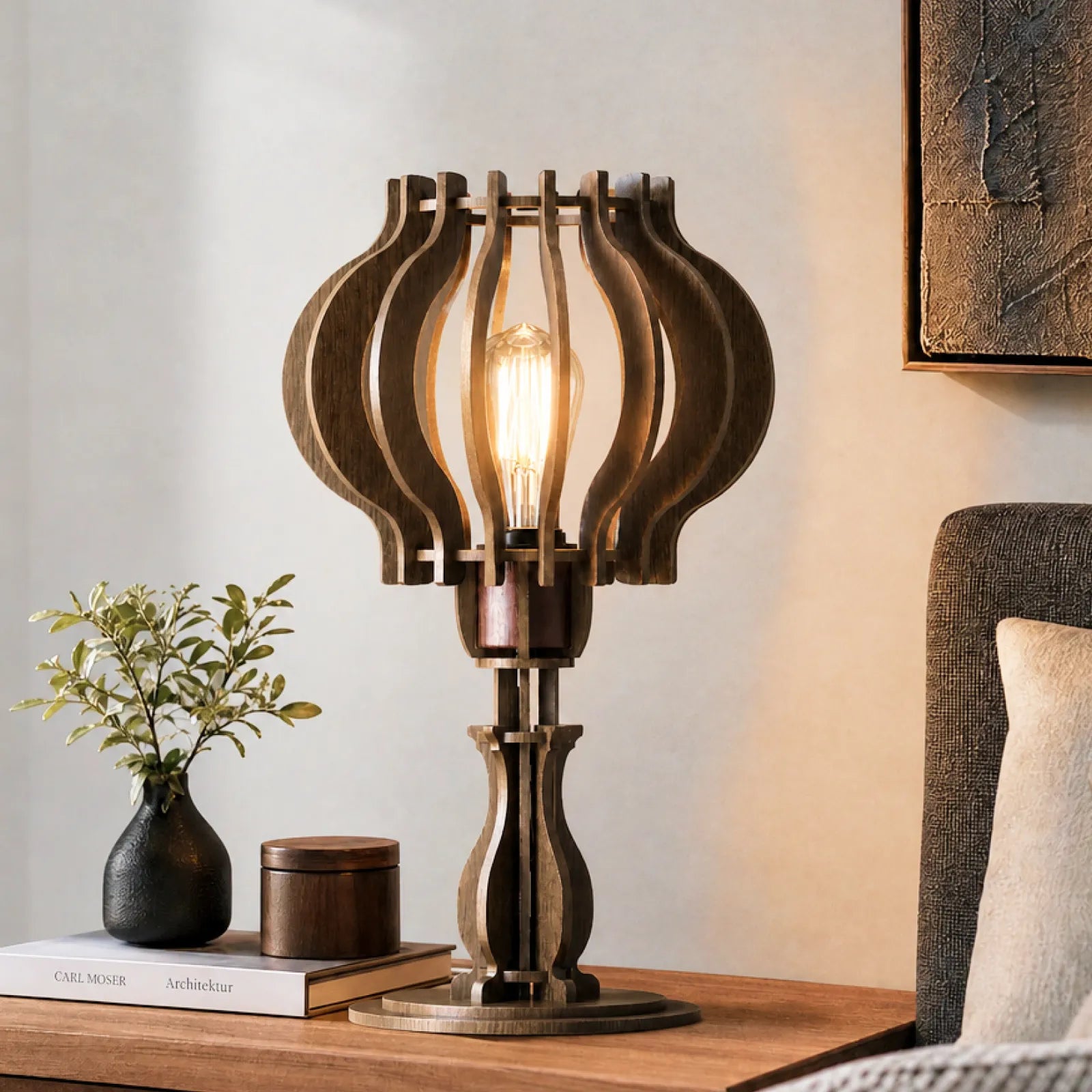 Wooden petal diy table lamp kit 04