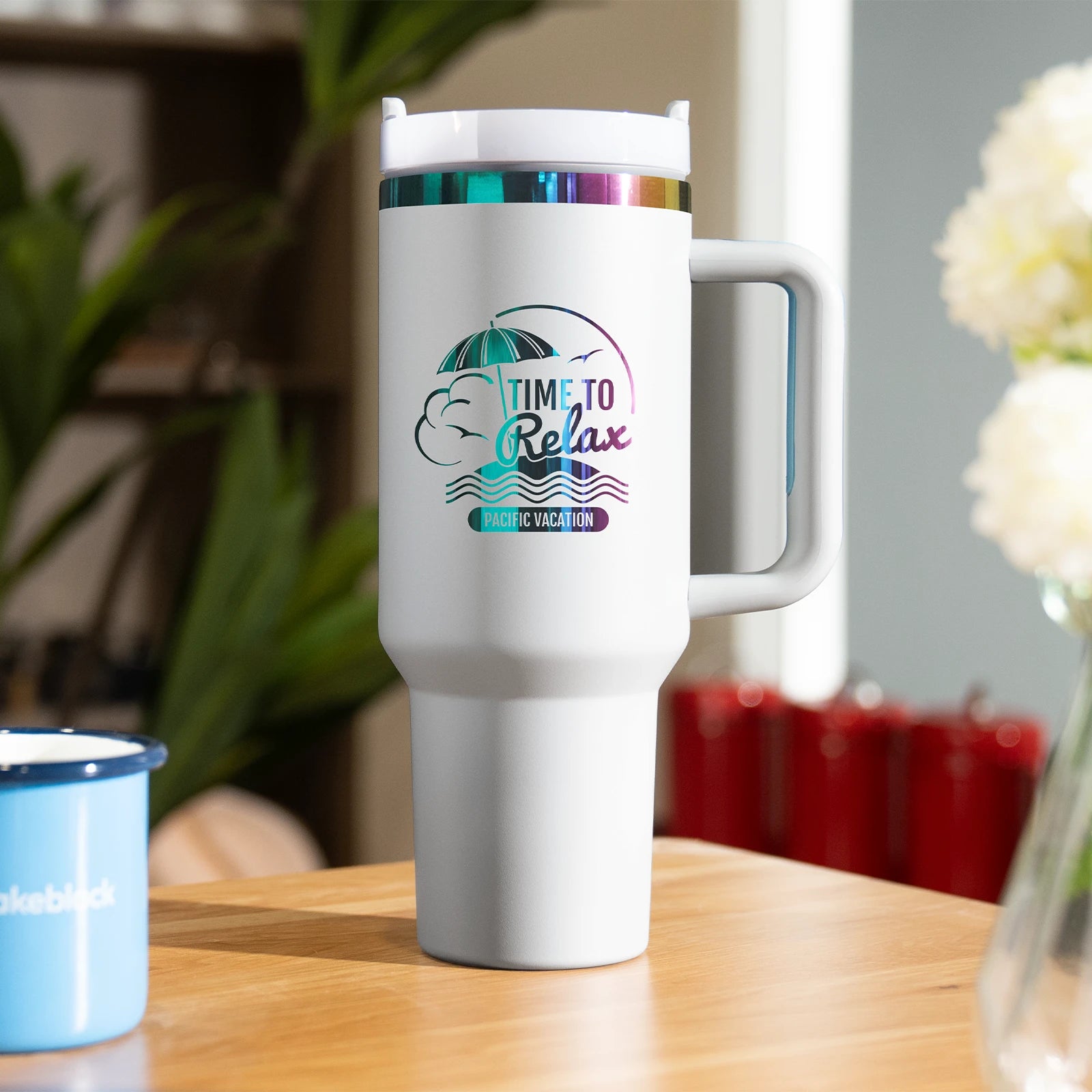 40oz Stainless Steel Tumbler with Removable Handle