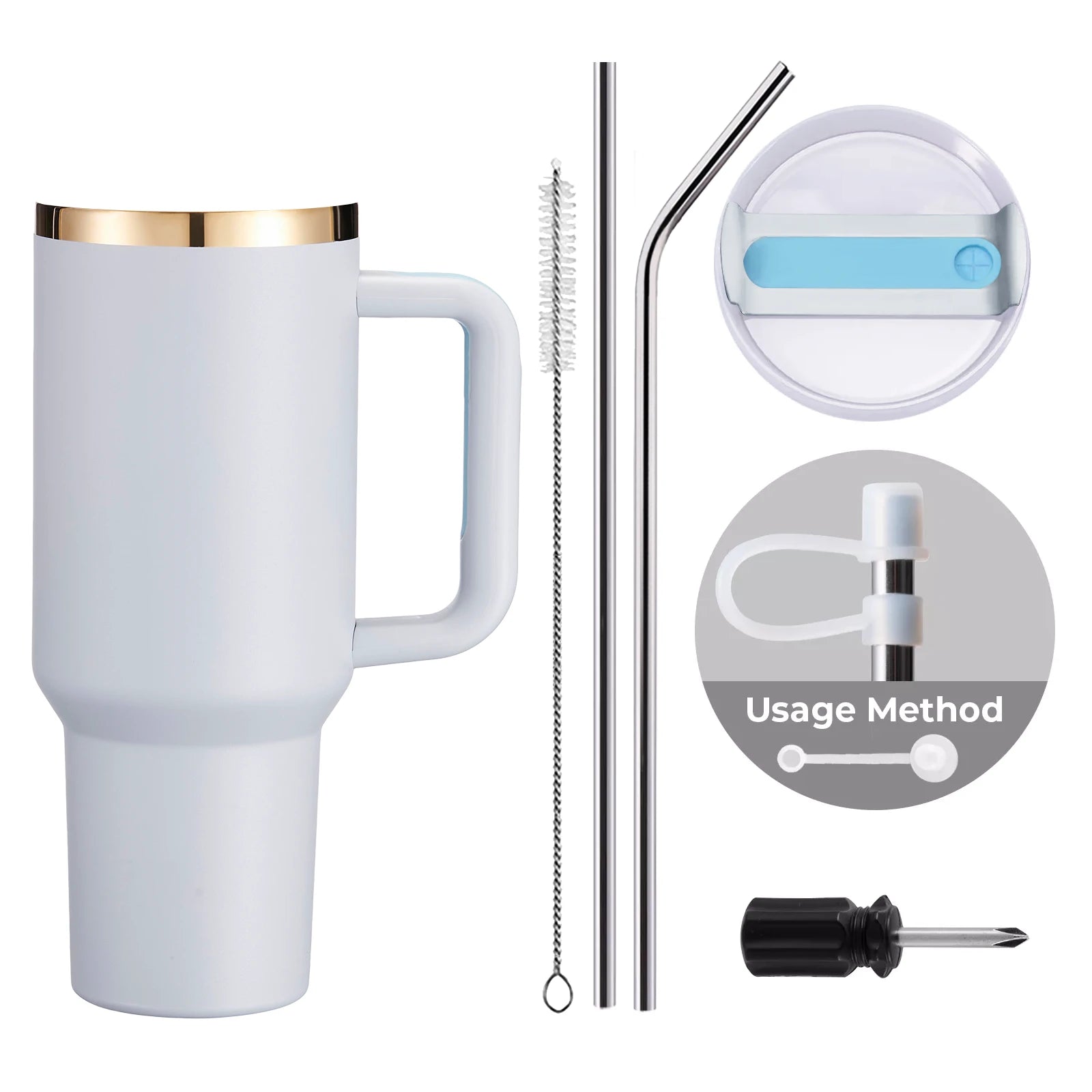 40oz Stainless Steel Tumbler with Removable Handle