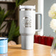 Light Blue Grey to Silver Stainless Steel Tumbler with Removable Handle (40oz)