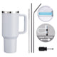 Light Blue Grey to Silver Stainless Steel Tumbler with Removable Handle (40oz)
