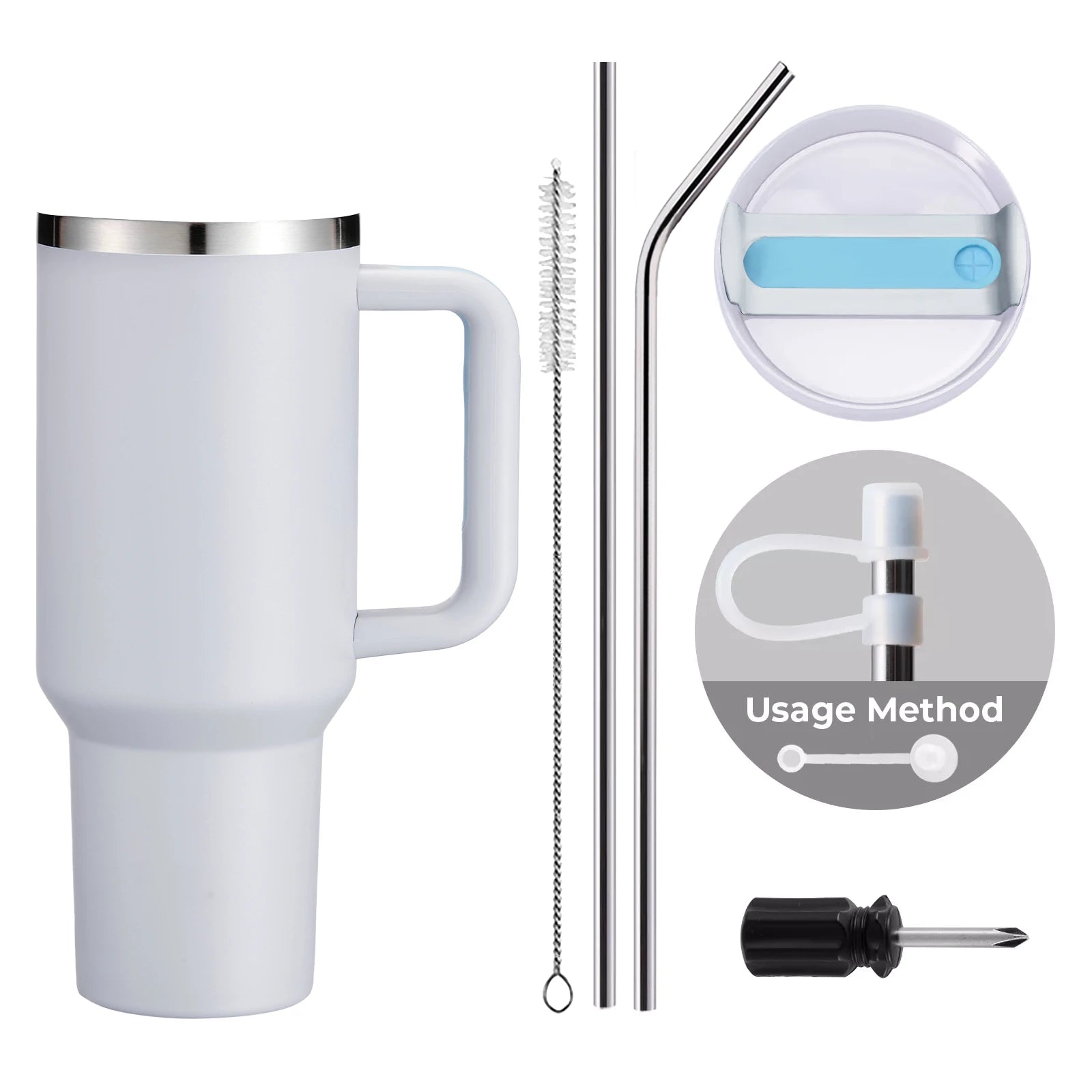 40oz Stainless Steel Tumbler with Removable Handle